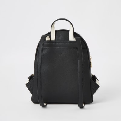 Black RI embossed zip front backpack
