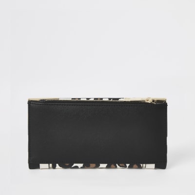 Beige leopard print fold out purse