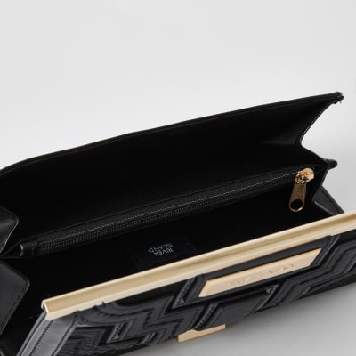 Black panelled cliptop purse
