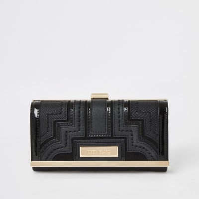 Black panelled cliptop purse