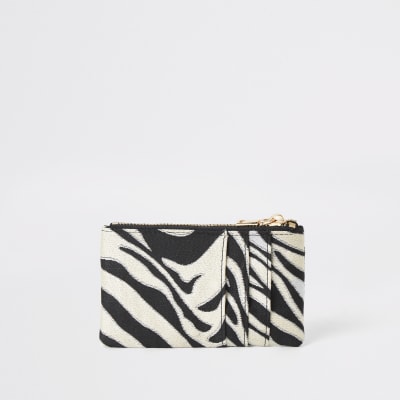 Black zebra print mini zip pouch