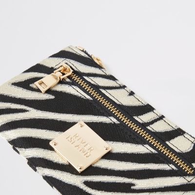 Black zebra print mini zip pouch