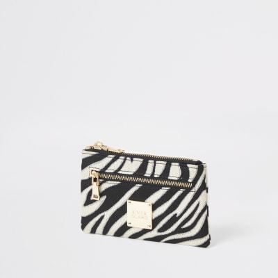 Black zebra print mini zip pouch