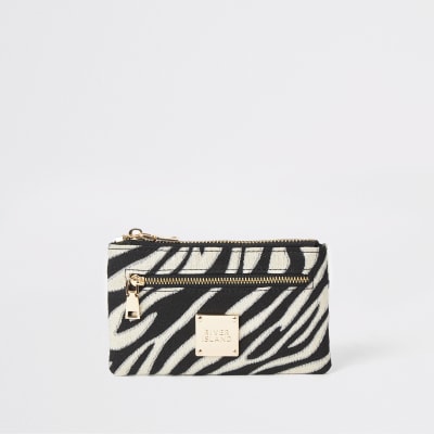 Black zebra print mini zip pouch