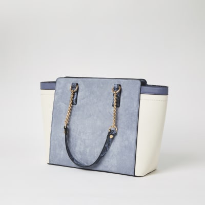Blaue, ausgestellte Tote Bag mit Paneelen