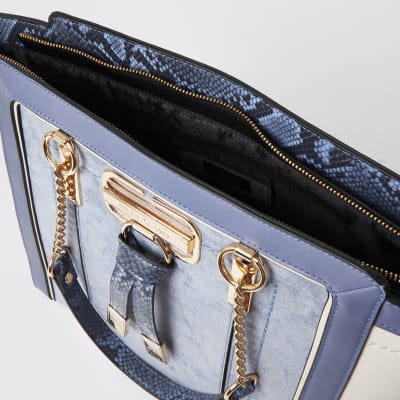 Blaue, ausgestellte Tote Bag mit Paneelen