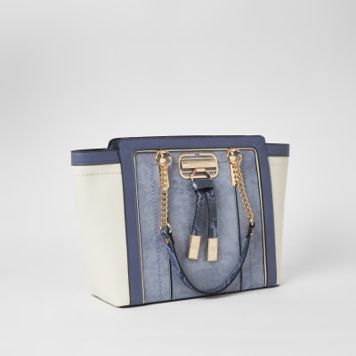 Blue panelled wing tote bag