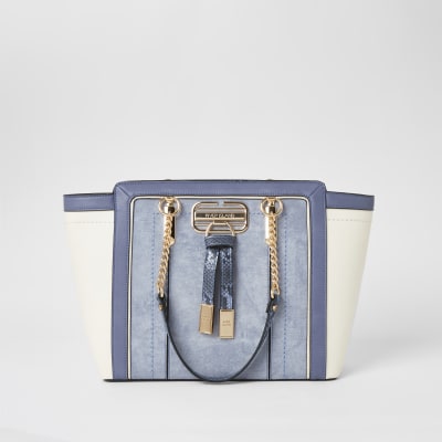 Blue panelled wing tote bag