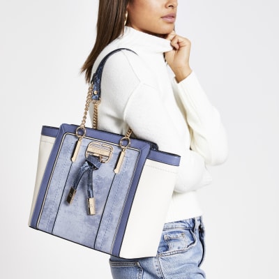 Blue panelled wing tote bag