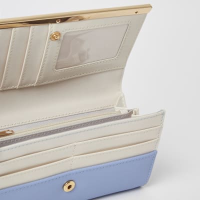 Blue jewel embellished cliptop purse