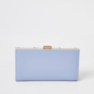 Blue jewel embellished cliptop purse