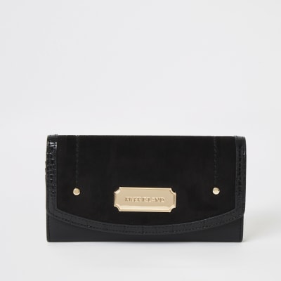 Schwarze Geldbörse aus Wildlederimitat