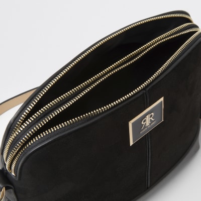 Zwarte suèdette crossbodytas 