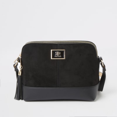 Black suedette cross body bag