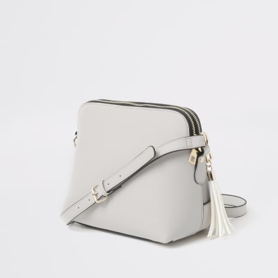 Grijze suèdette crossbodytas 