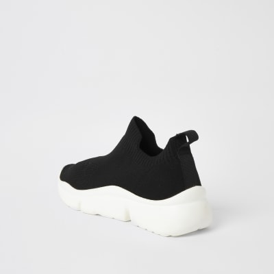 Schwarze Sneaker aus Strick mit geteilter Sohle