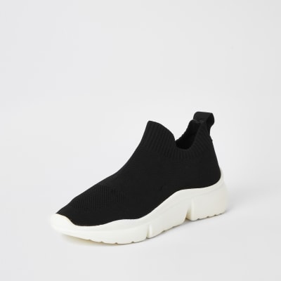 Baskets de course en maille noires avec semelle fendue