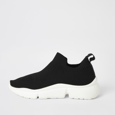 Baskets de course en maille noires avec semelle fendue