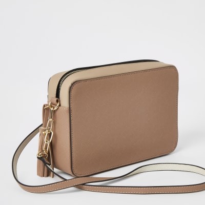 Beige Umhängetasche mit RI-Monogramm