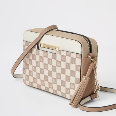Beige crossbodytas met RI-monogram