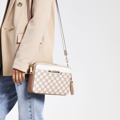 Beige crossbodytas met RI-monogram
