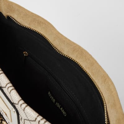 Sac bandoulière RI beige zippé sur le devant