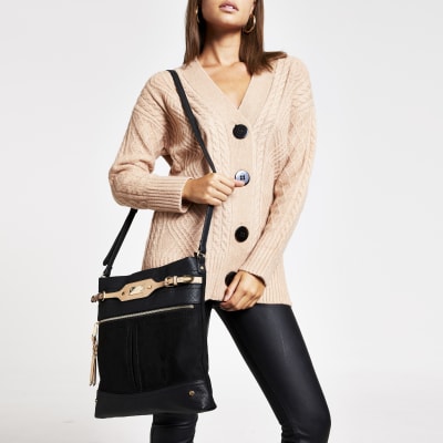 Grand sac à bandoulière noire à poche