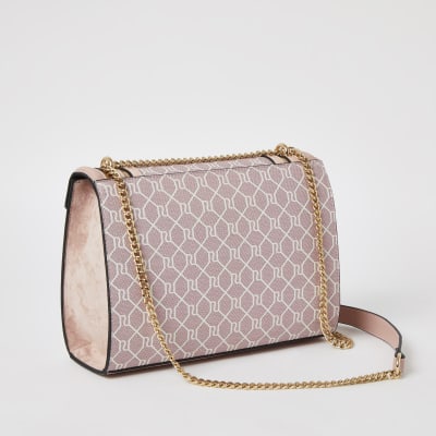 Pink RI monogram cross body bag