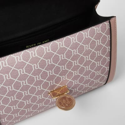Pink RI monogram cross body bag