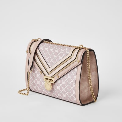 Pink RI monogram cross body bag