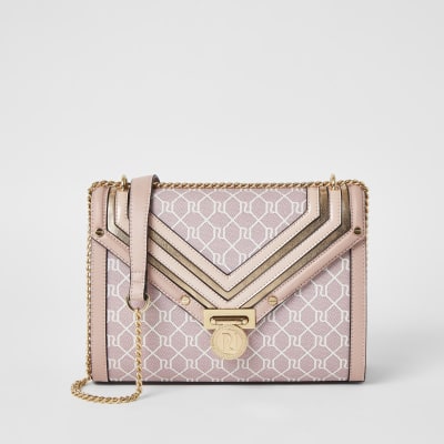 Pink RI monogram cross body bag