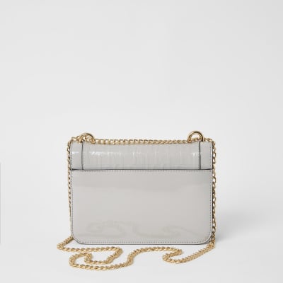 Grey RI embossed underarm satchel bag