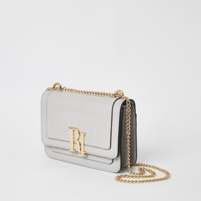 Grey RI embossed underarm satchel bag