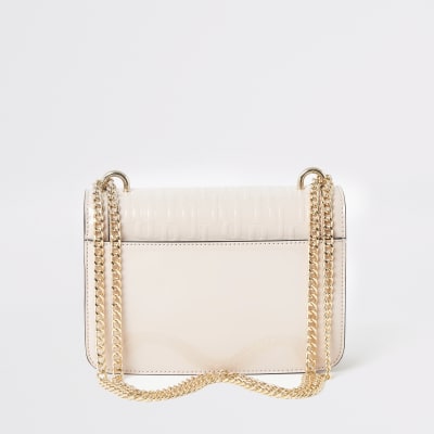 Roze lakleren satchel tas met RI reliëf