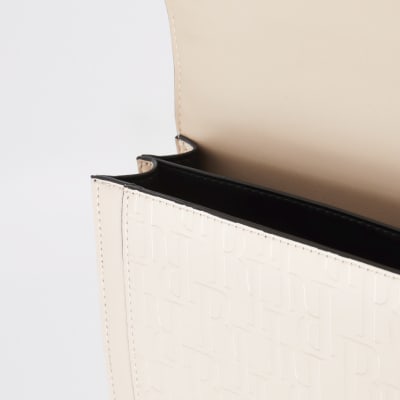 Pink patent RI embossed satchel bag