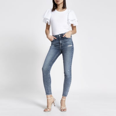 Hailey – Jean skinny noir déchiré taille haute
