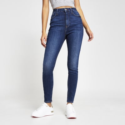 Hailey – Jean ultra skinny taille haute bleu foncé 