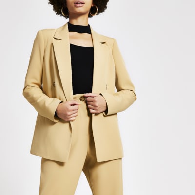 Zweireihiger Blazer in Beige