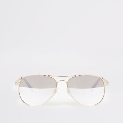 Gold chain embossed aviator sunglasses