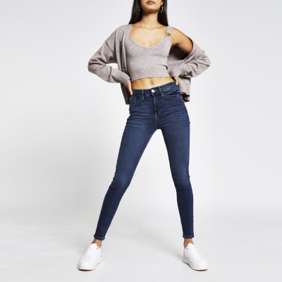 Donkerblauwe Amelie jeans met middelhoge taille