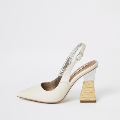 white slingback court shoes
