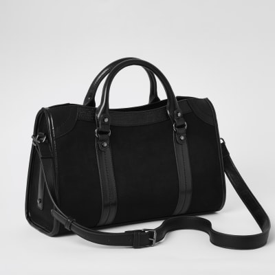 Black zip front large tote bag
