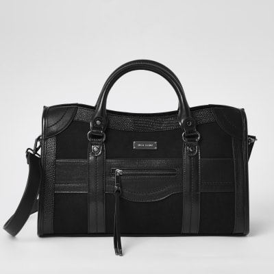 Große Tote Bag in Schwarz mit Reißverschluss vorne 