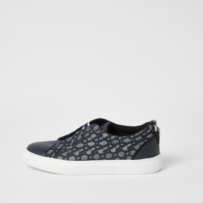 Blaue, elastische Sneaker mit RI-Jaquardmuster