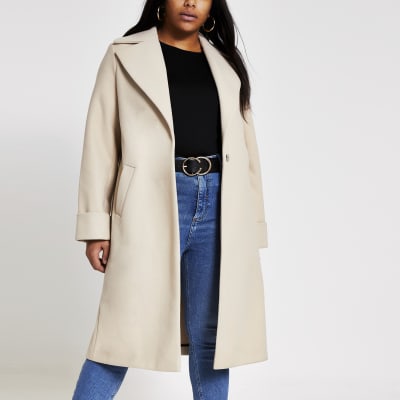 Plus stone longline single breasted coat