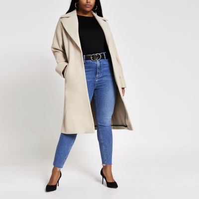 Plus stone longline single breasted coat