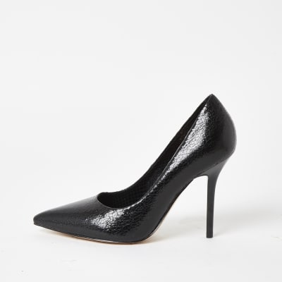 Escarpins texturés noirs à talon haut 