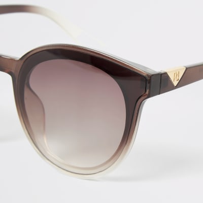Beige ombre glam frame sunglasses