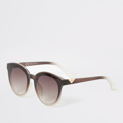Beige ombre glam frame sunglasses