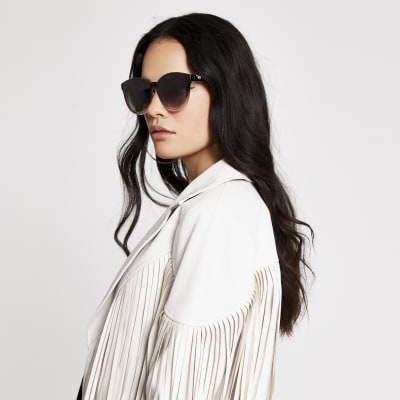 Beige ombre glam frame sunglasses